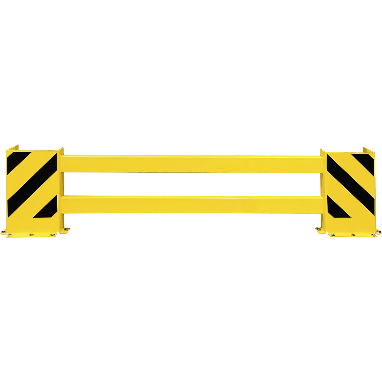 Rack protection guard rail set, with corner guards, for double sided shelving, width 1700 - 2100 mm.