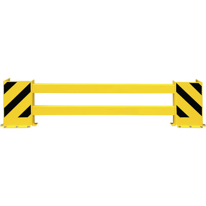 Rack protection guard rail set, with corner guards, for double sided shelving, width 1700 - 2100 mm.
