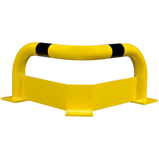 Corner crash protection with forklift guard, Ø 76 mm, for indoor areas, height 350 mm.
