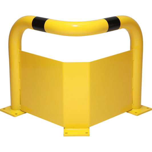 Corner crash protection with forklift guard, Ø 76 mm, for indoor areas, height 600 mm.