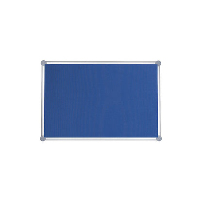 Pin board with aluminium frame, fabric covering, blue, WxH 1200 x 900 mm.