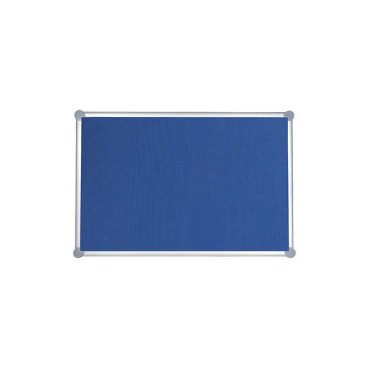 Pin board with aluminium frame, fabric covering, blue, WxH 1500 x 1000 mm.