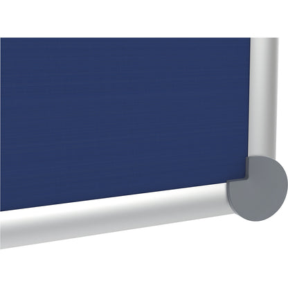 Pin board with aluminium frame, fabric covering, blue, WxH 1200 x 900 mm.
