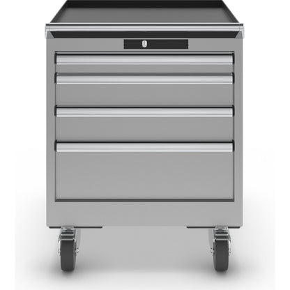 Drawer cupboard, width 564 mm, mobile, 4 drawers, HxD 723 x 725 mm, light grey.