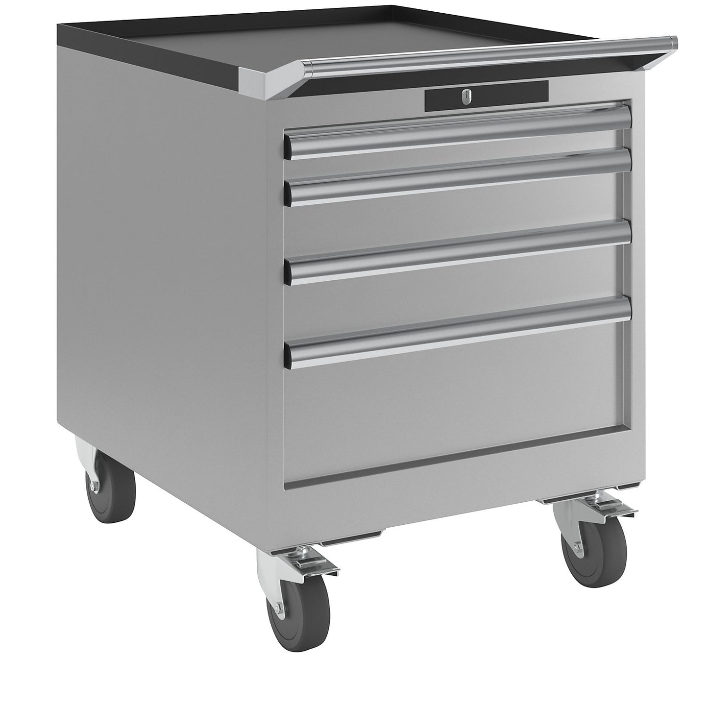 Drawer cupboard, width 564 mm, mobile, 4 drawers, HxD 723 x 725 mm, light grey.
