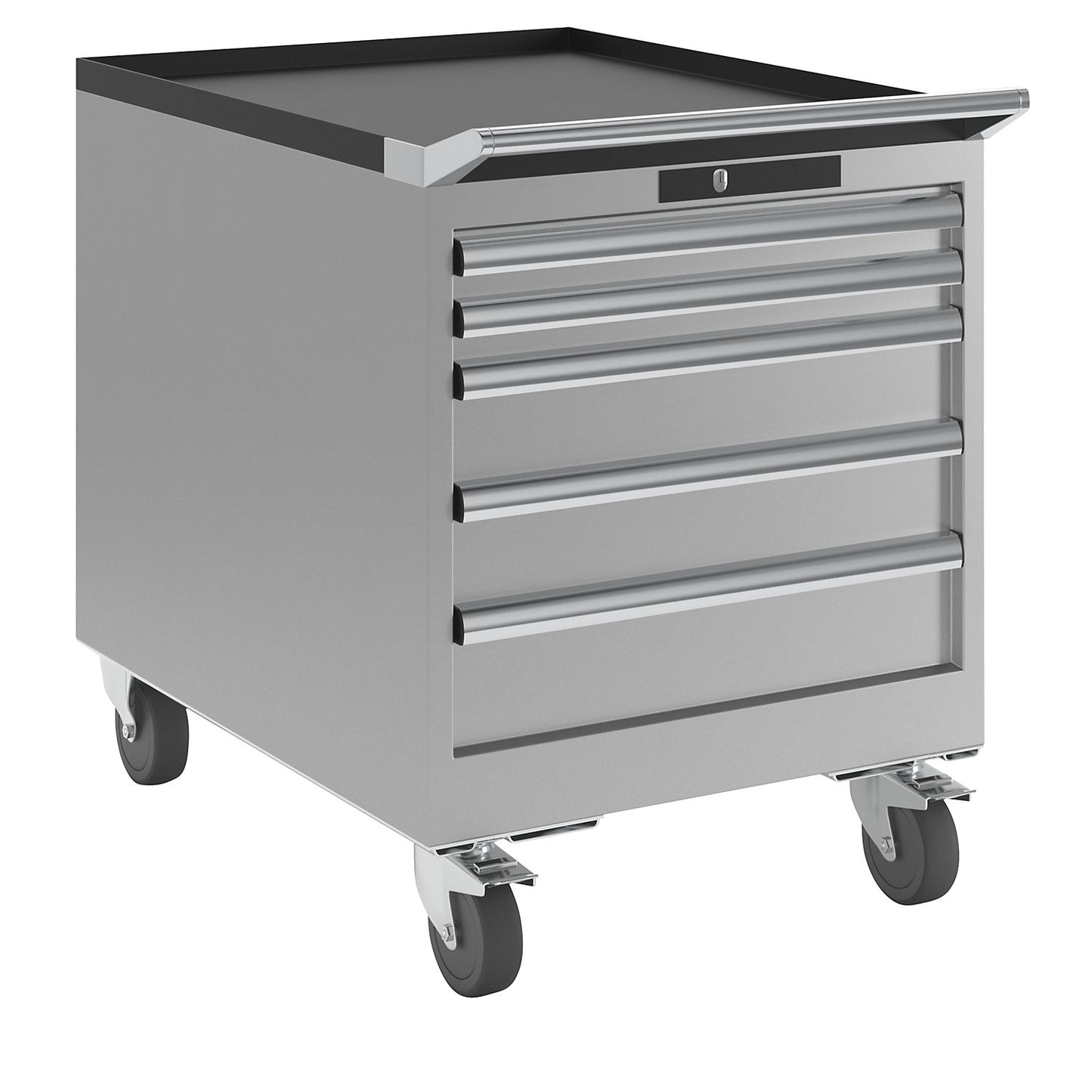 Drawer cupboard, width 564 mm, mobile, 5 drawers, HxD 723 x 725 mm, light grey.