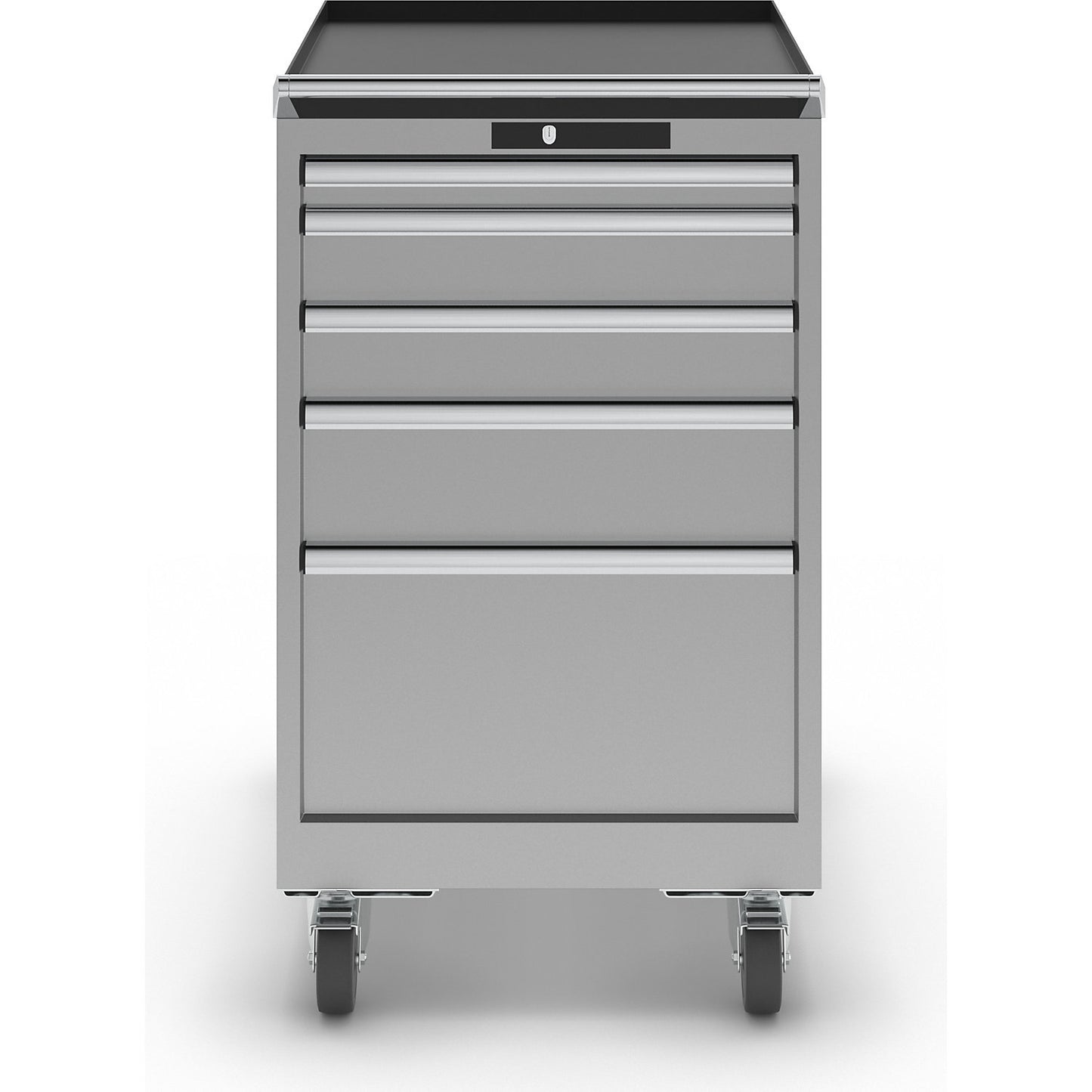 Drawer cupboard, width 564 mm, mobile, 5 drawers, HxD 990 x 725 mm, light grey.