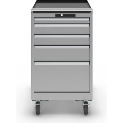 Drawer cupboard, width 564 mm, mobile, 5 drawers, HxD 990 x 725 mm, light grey.
