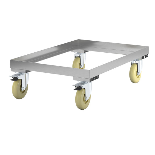 Stainless steel dolly, max. load 250 kg, LxW 610 x 410 mm.