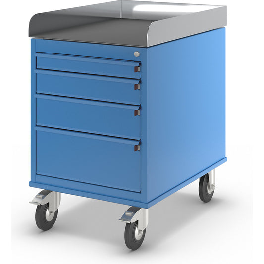 Assembly trolley, powder coated, with drawer cupboard, LxWxH 765 x 570 x 830 mm.
