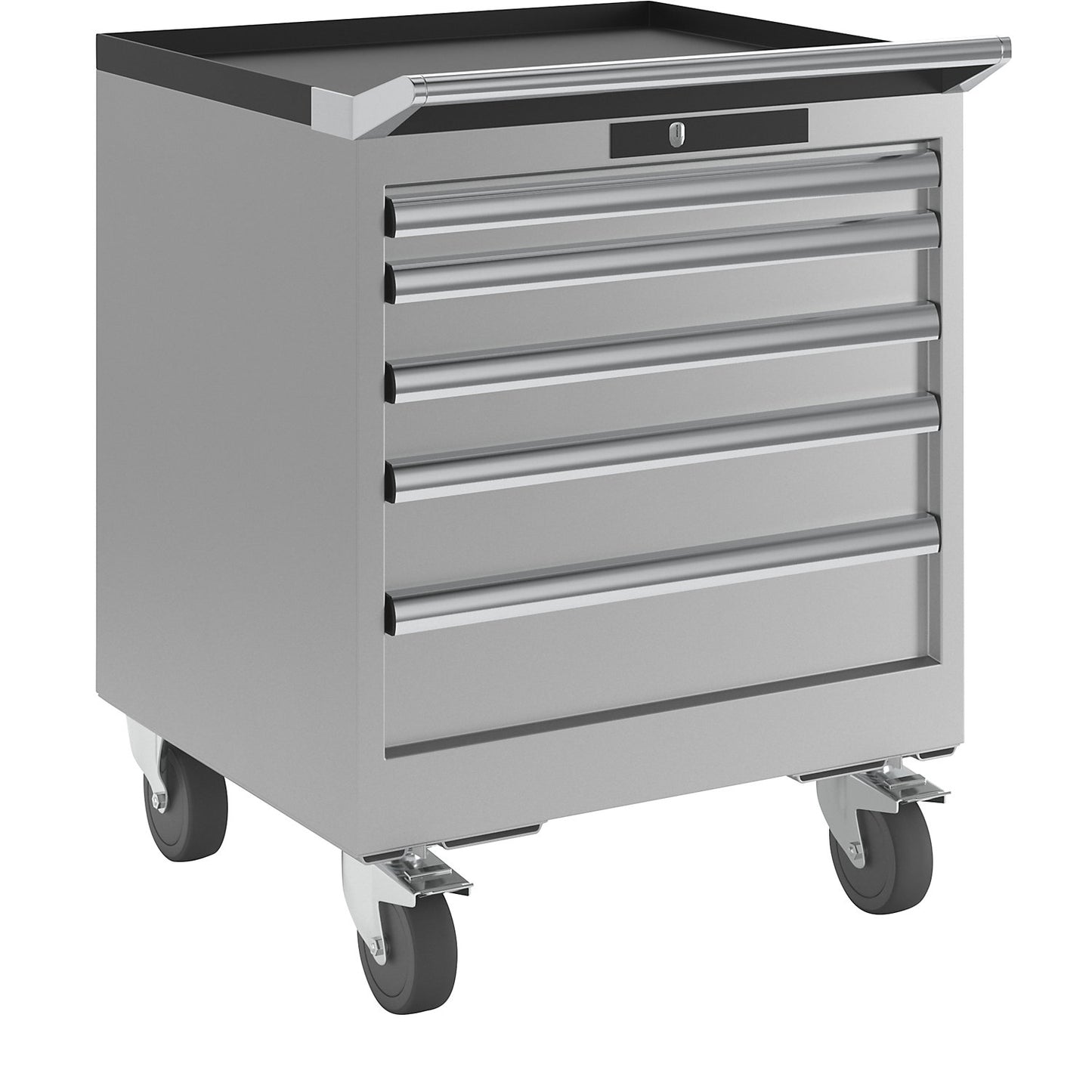 Drawer cupboard, width 564 mm, mobile, 5 drawers, HxD 723 x 572 mm, light grey.