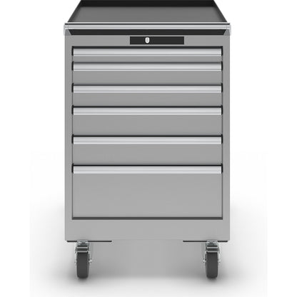 Drawer cupboard, width 564 mm, mobile, 6 drawers, HxD 890 x 725 mm, light grey.