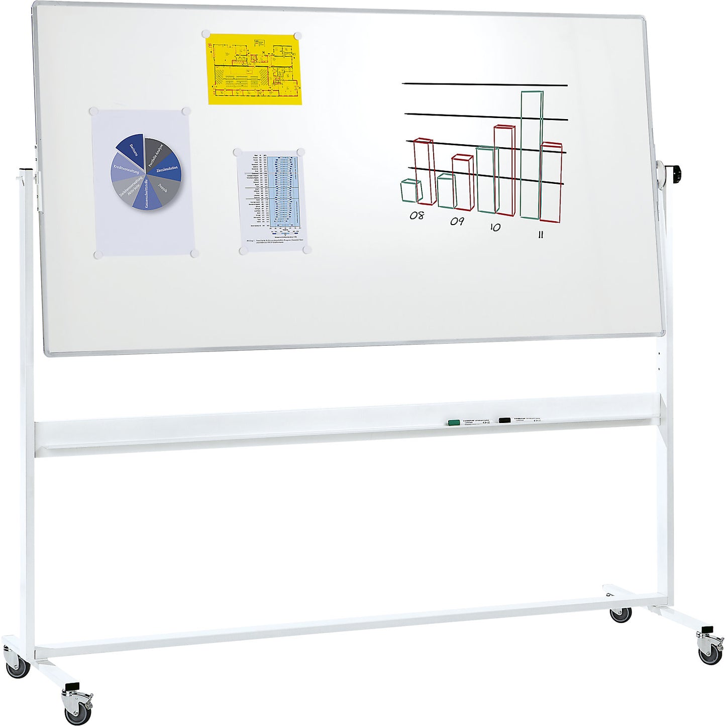 Mobile rotating board, double sided, sheet steel, painted, WxH 1500 x 1000 mm.