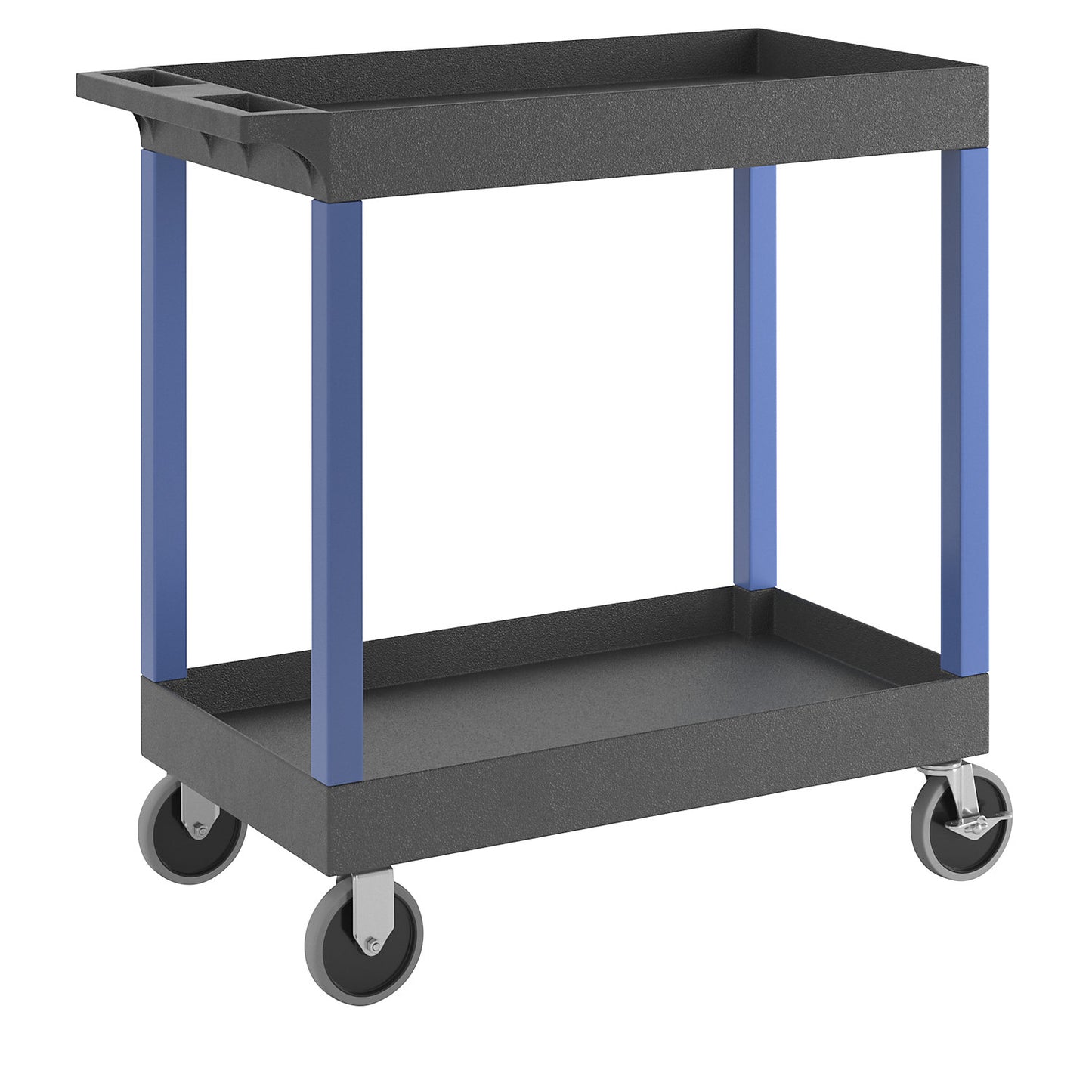 MULTI universal truck, LxWxH 895 x 460 x 895 mm, 2 shelves, 2 trays, black / blue.
