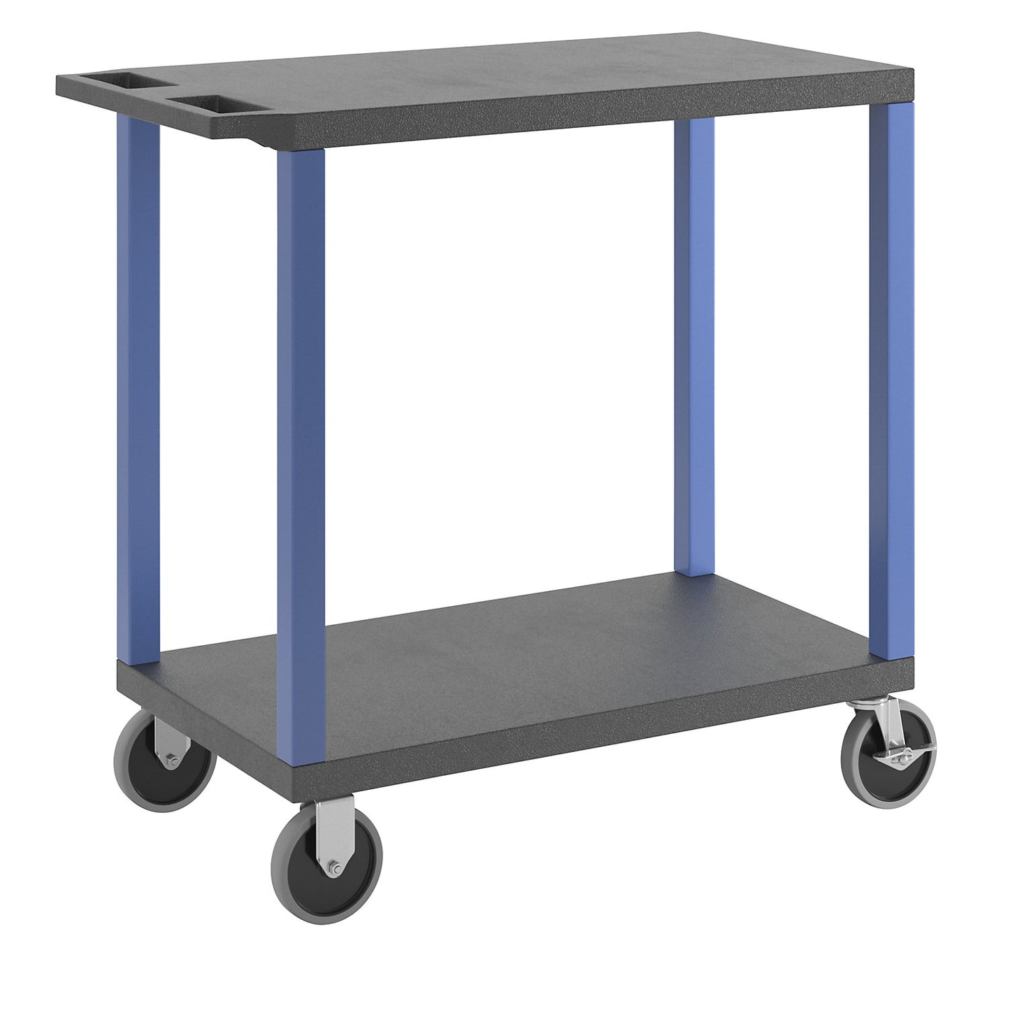 MULTI universal truck, LxWxH 895 x 460 x 865 mm, 2 shelves, black / blue.