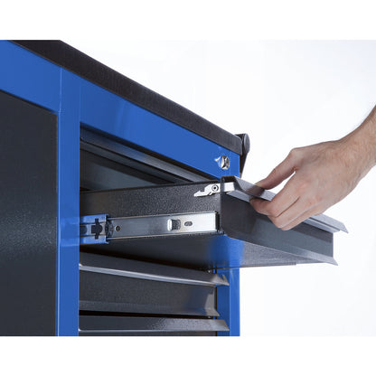 JUMBO workshop trolley, with vertical drawers and 6 drawers, HxWxD 935 x 900 x 460 mm, gentian blue.