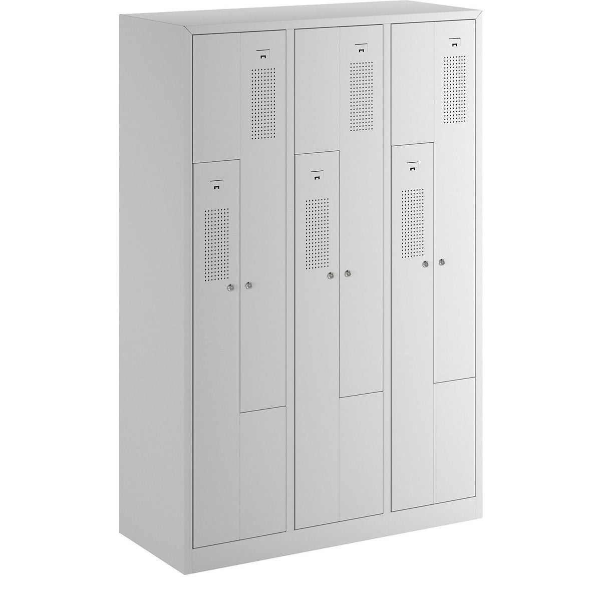 Amsterdam Z locker, 3 compartments, light grey, width 1185 mm.