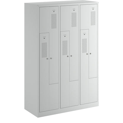 Amsterdam Z locker, 3 compartments, light grey, width 1185 mm.