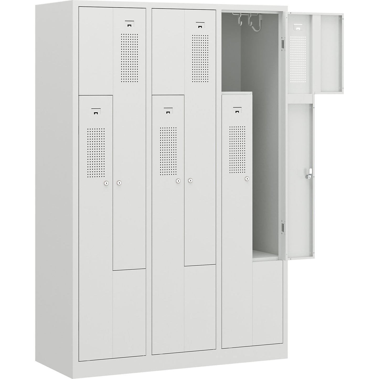Amsterdam Z locker, 3 compartments, light grey, width 1185 mm.