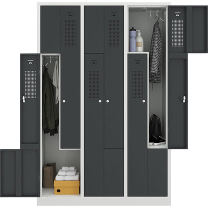Amsterdam Z locker, 3 compartments, light grey / basalt grey, width 1185 mm.