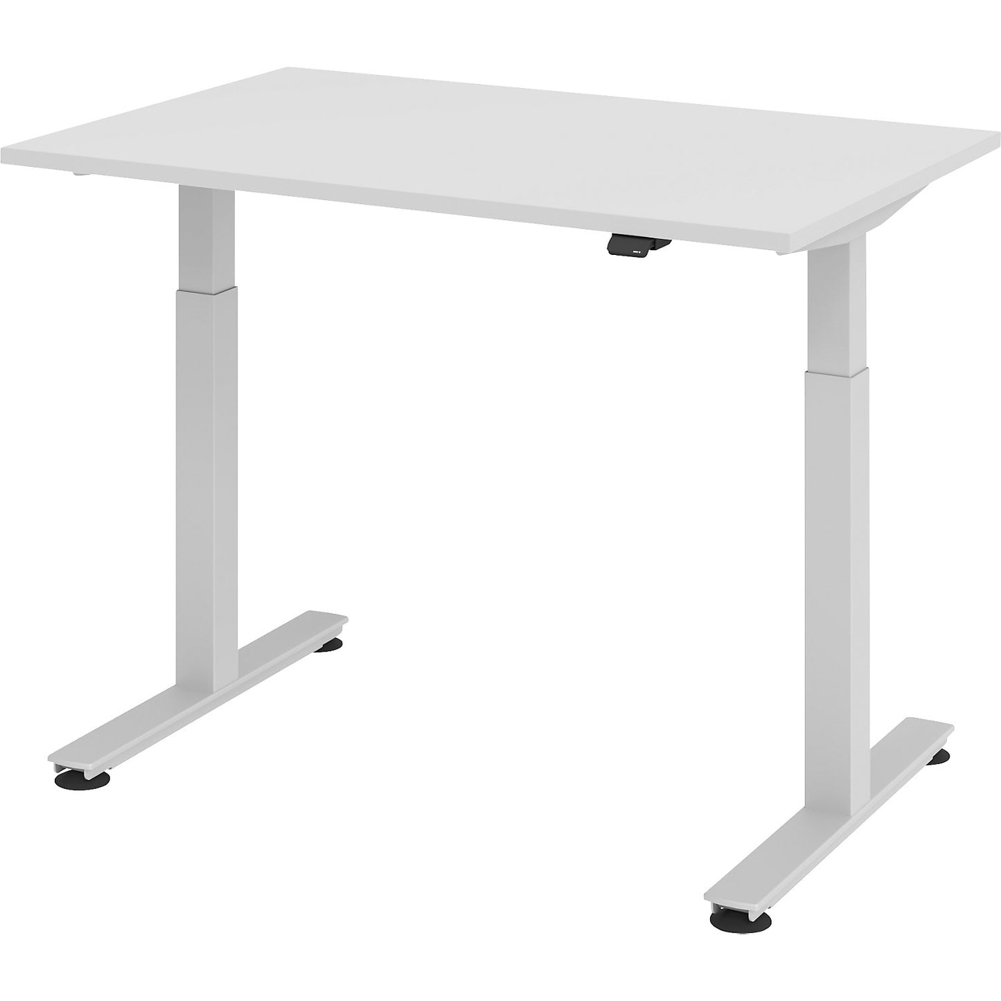 Desk, electric height adjustment, straight, WxD 1200 x 800 mm, light grey/aluminium silver.
