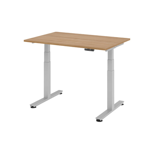 Desk, electric height adjustment, straight, WxD 1200 x 800 mm, walnut.