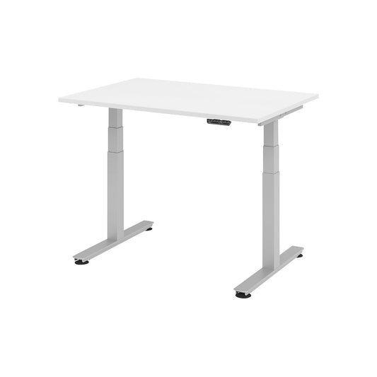 Desk, electric height adjustment, straight, WxD 1200 x 800 mm, white.