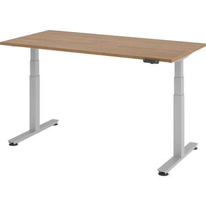 Desk, electric height adjustment, straight, WxD 1600 x 800 mm, walnut.