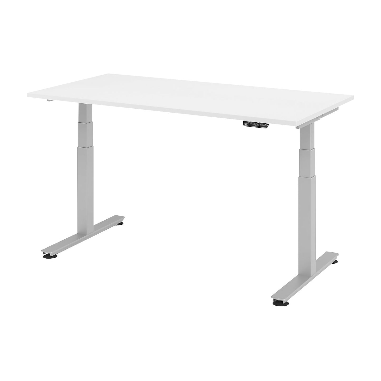 Desk, electric height adjustment, straight, WxD 1600 x 800 mm, white.