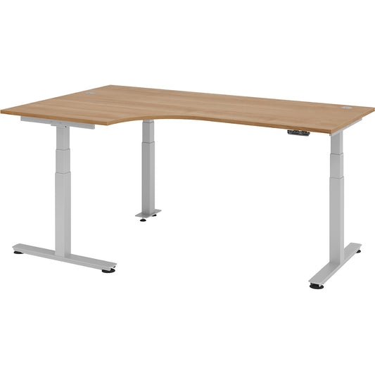 Corner desk, electric height adjustment, left, WxD 2000 x 1200 mm, walnut.
