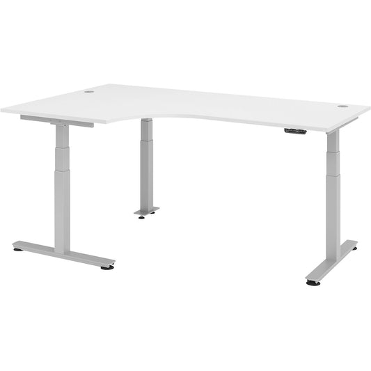 Corner desk, electric height adjustment, left, WxD 2000 x 1200 mm, white.
