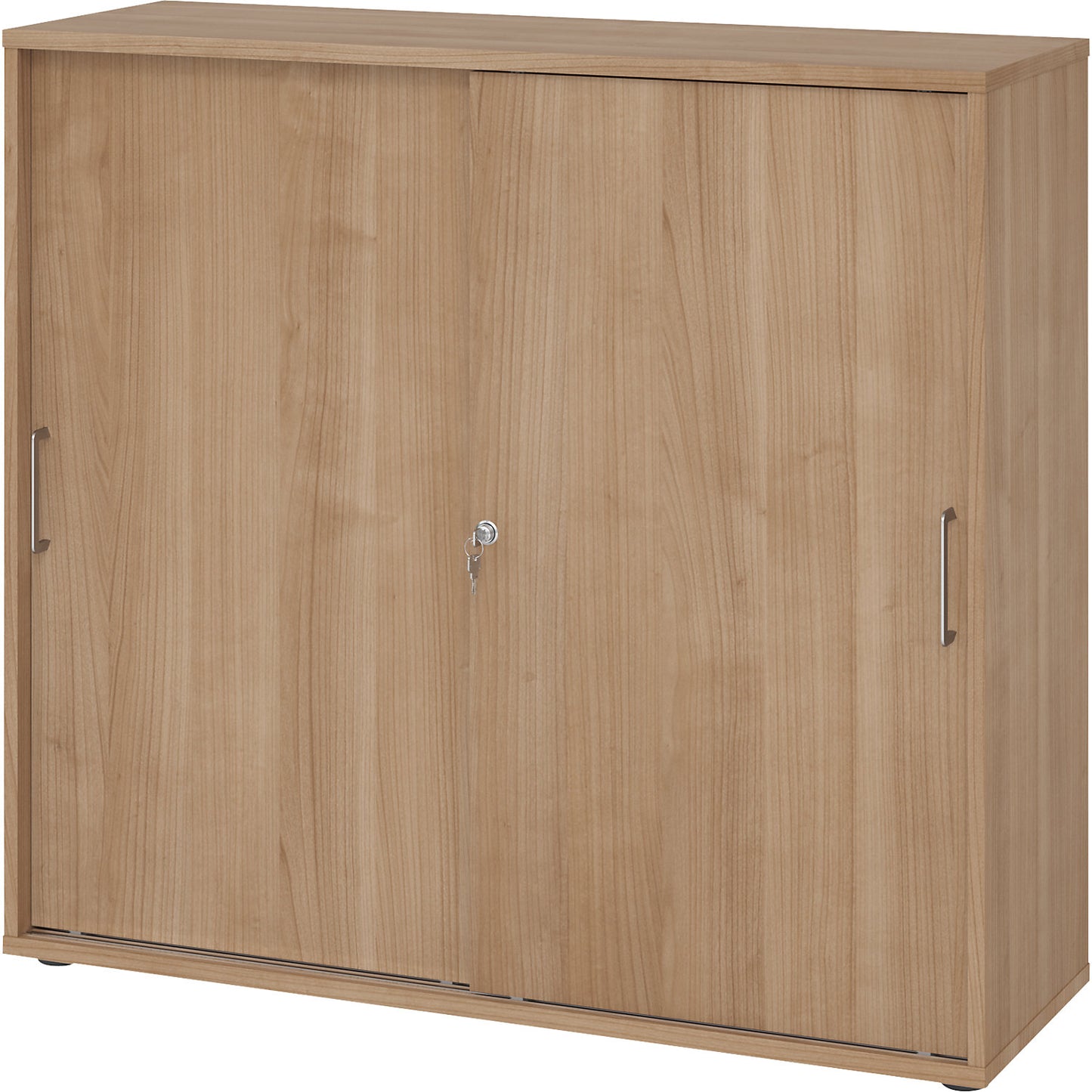 Sliding door cupboard, height 1100 mm, 2 shelves, walnut.