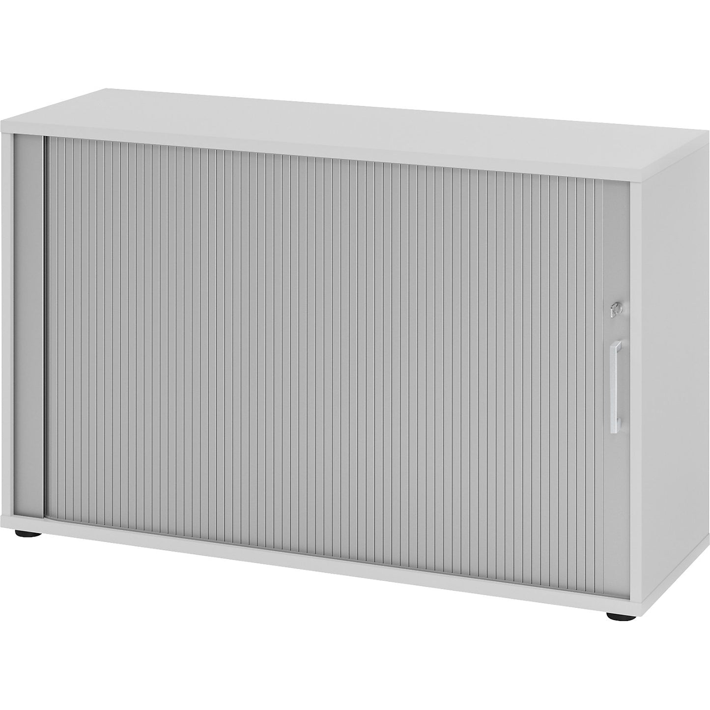 RENATUS - Roller shutter cupboard, height 748 mm, 1 shelf each, light grey.