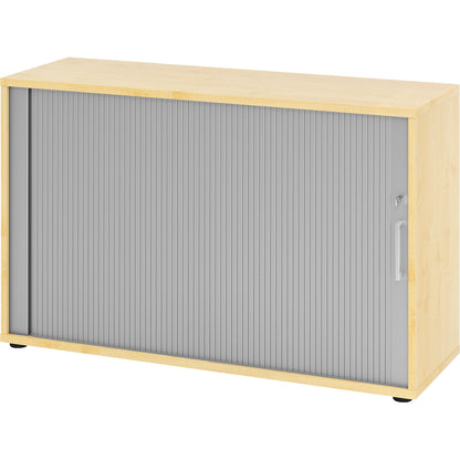 RENATUS - Roller shutter cupboard, height 748 mm, 1 shelf each, maple finish.
