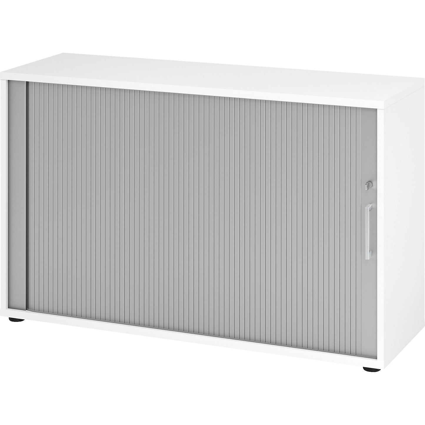 RENATUS - Roller shutter cupboard, height 748 mm, 1 shelf each, white.