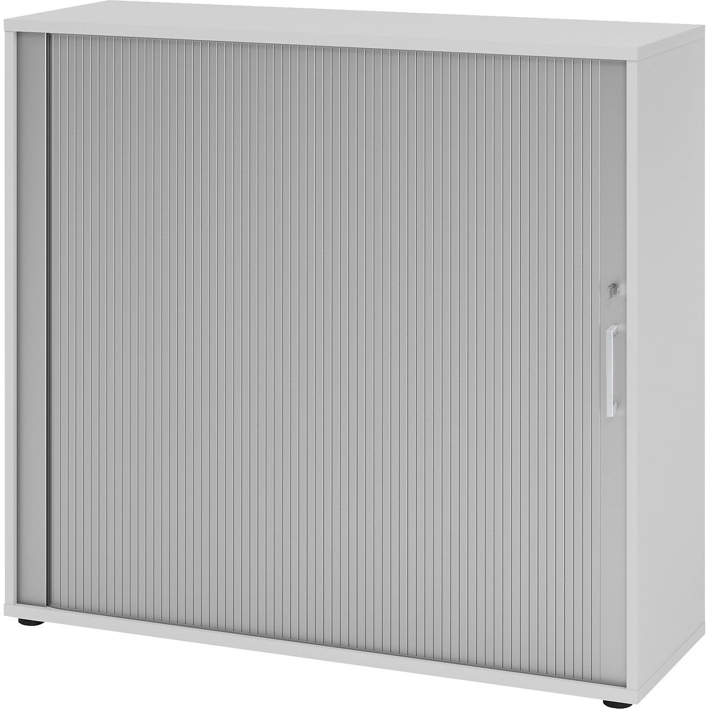 RENATUS - Roller shutter cupboard, height 1100 mm, 2 shelves each, light grey.
