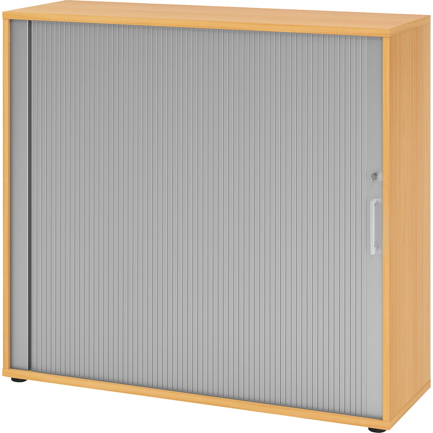 RENATUS - Roller shutter cupboard, height 1100 mm, 2 shelves each, beech finish.