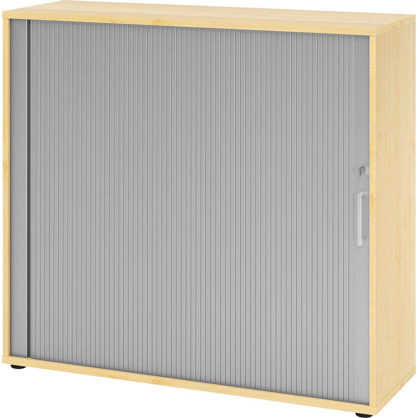 RENATUS - Roller shutter cupboard, height 1100 mm, 2 shelves each, maple finish.