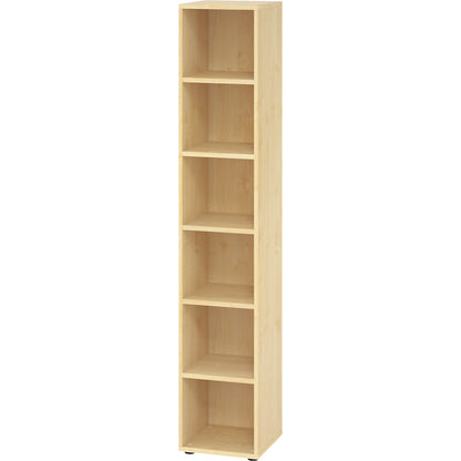 RENATUS - Shelf unit, HxW 2154 x 400 mm, 5 shelves, maple finish.