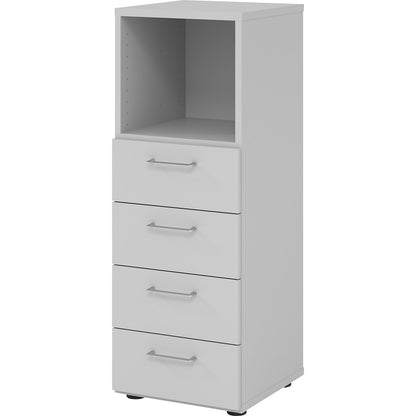 RENATUS - Shelf unit, 1 open compartment / 4 drawers, light grey.