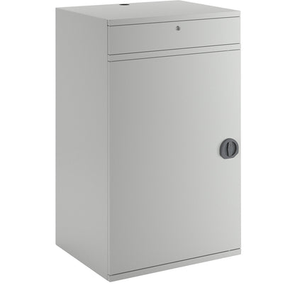 Computer workstation, sheet steel, HxW 1060 x 650 mm, without monitor housing, door colour light grey.