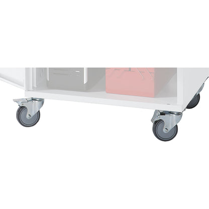Wheel set for computer workstation, 4 swivel castors, wheel Ø 100 mm.