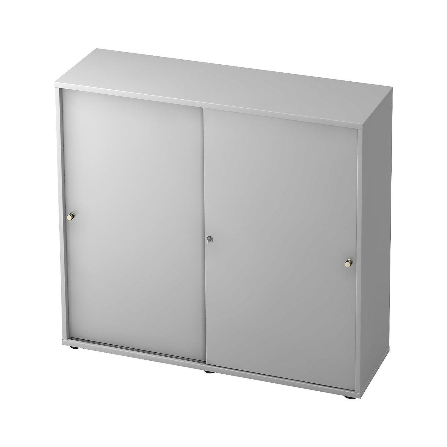 Sliding door cupboard, 2 shelves, centre partition, light grey / light grey.