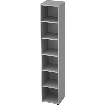 Office shelf unit, 5 shelves, HxWxD 2156 x 400 x 400 mm, light grey.