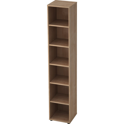 Office shelf unit, 5 shelves, HxWxD 2156 x 400 x 400 mm, walnut finish.