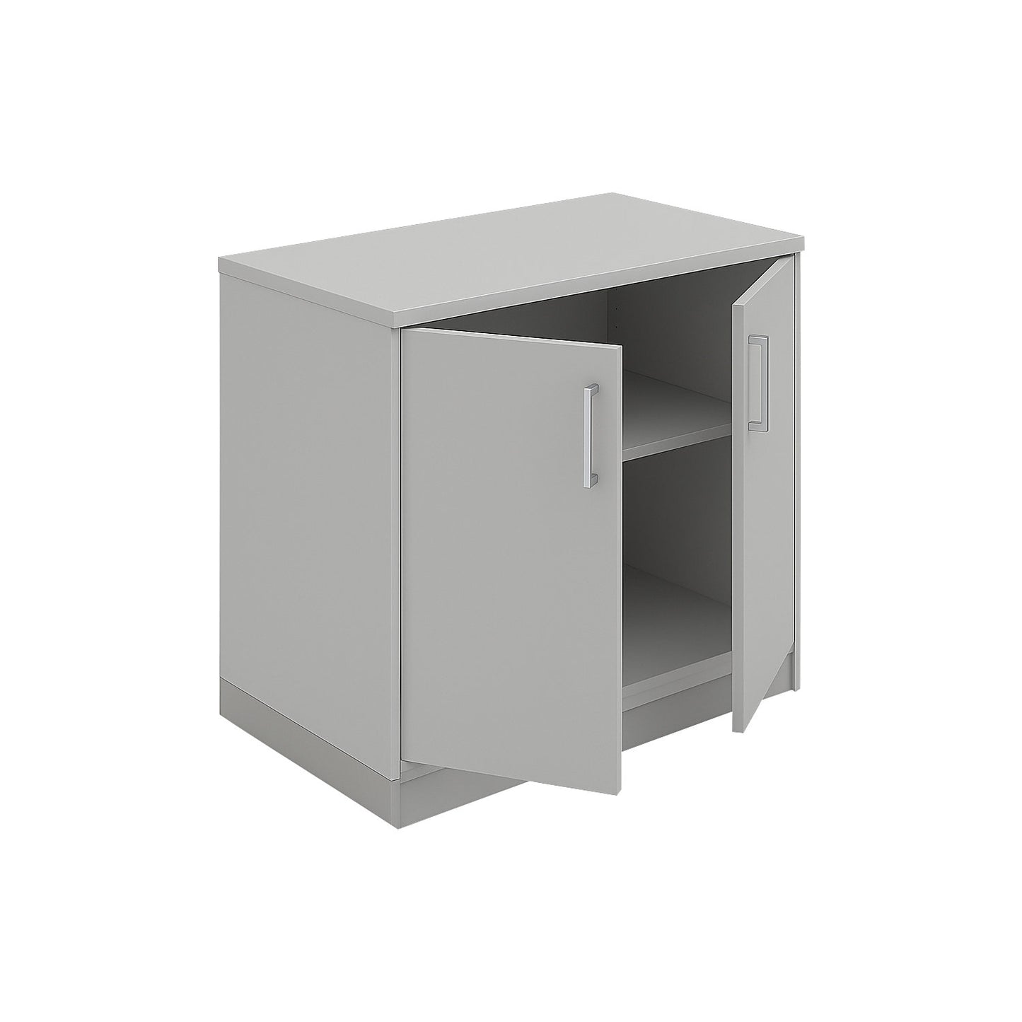 THEA - Double door cupboard, 1 shelf, 2 file heights, light grey.