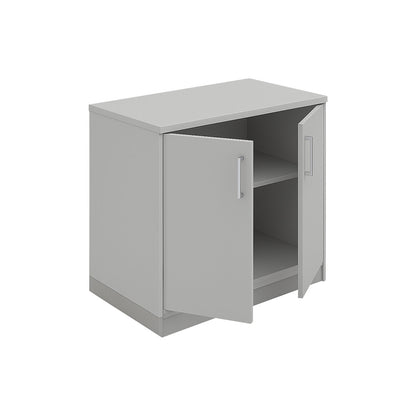 THEA - Double door cupboard, 1 shelf, 2 file heights, light grey.