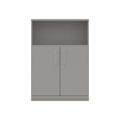 THEA - Combination cupboard, 2 shelves, 2 doors, light grey.