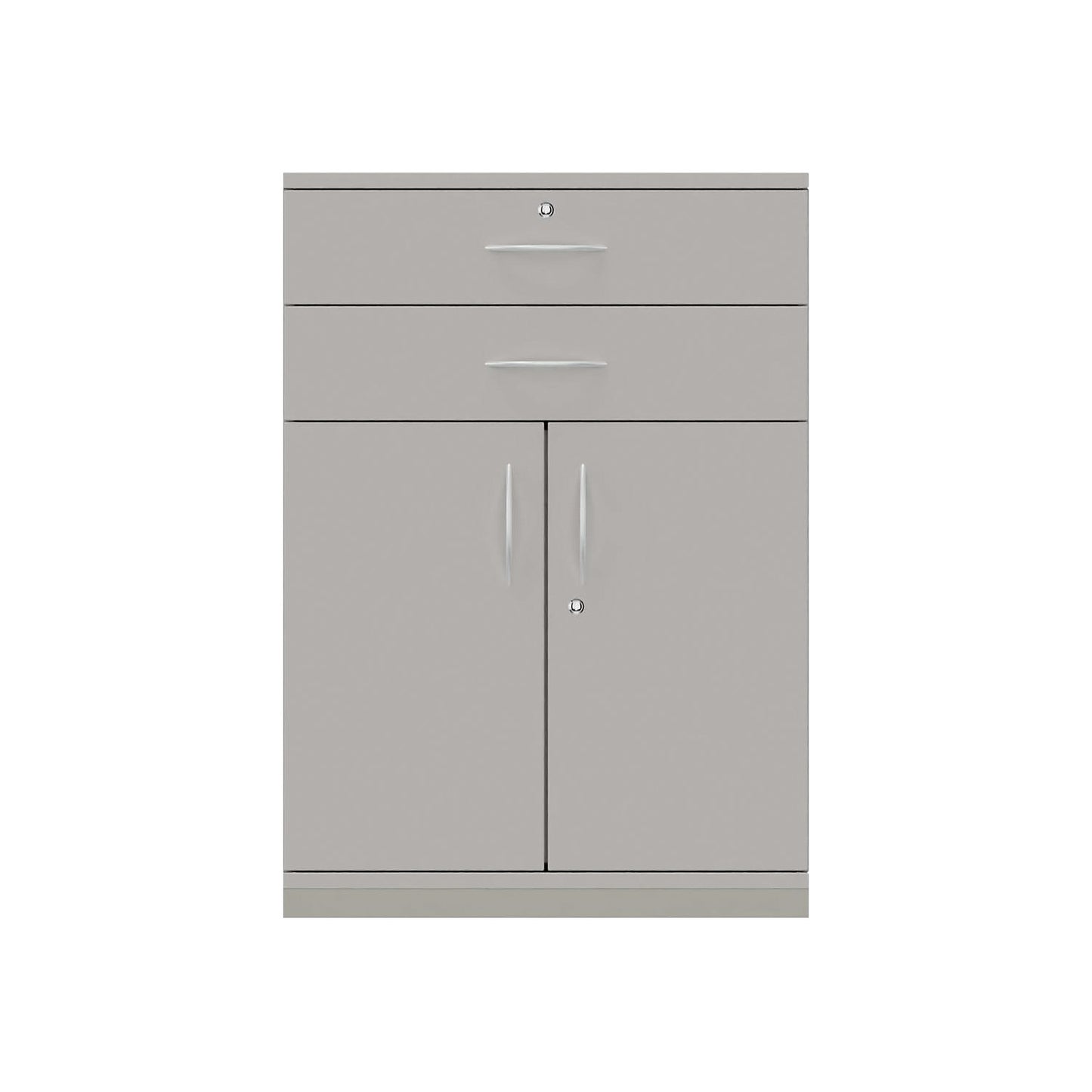 THEA - Combination cupboard, 2 shelves, 2 doors, 2 drawers, light grey.