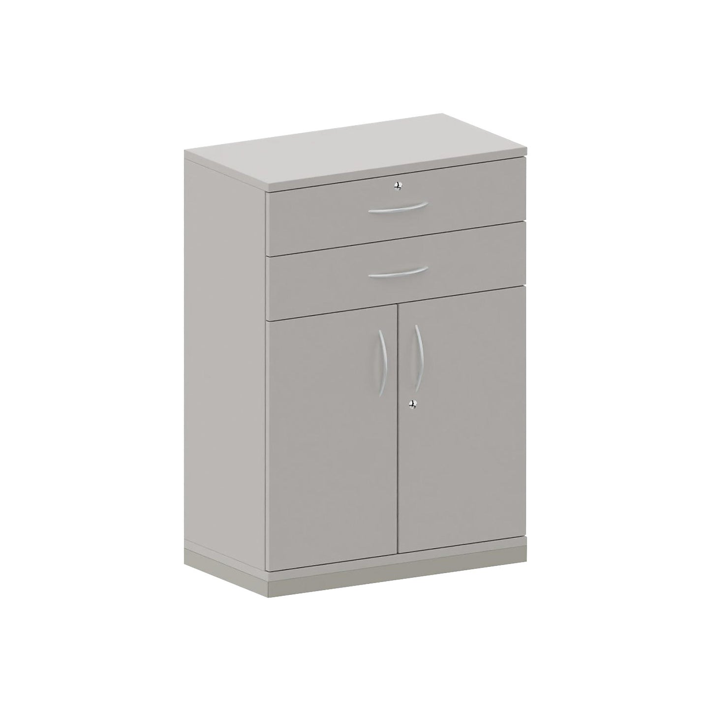 THEA - Combination cupboard, 2 shelves, 2 doors, 2 drawers, light grey.